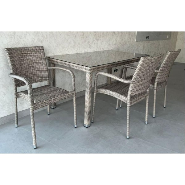 Комплект плетеной мебели T256C/Y376C-W85 Latte (4+1) + подушки на стульях