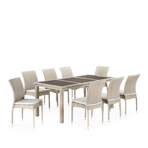 Комплект плетеной мебели T365/Y380C-W85 Latte (8+1) + подушки