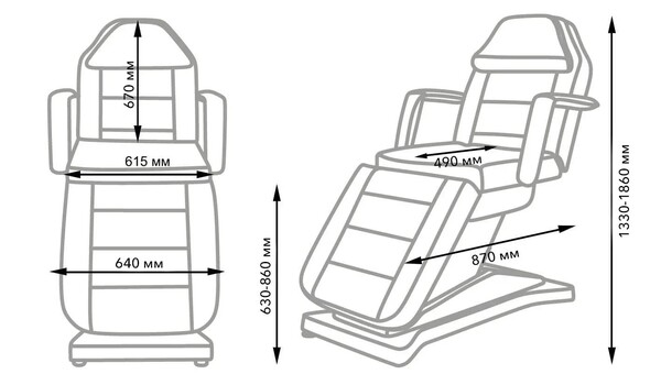 Косметологическое кресло МД-836-3 (Элегия-3С), 3 мотора