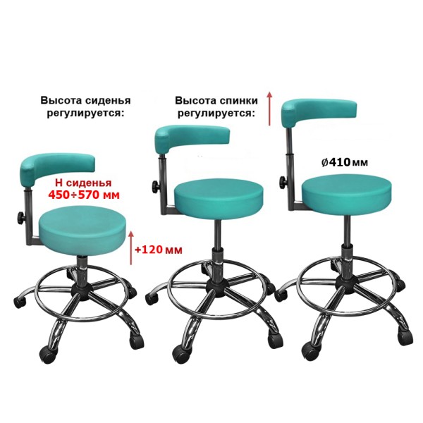 Стул врача-стоматолога или ассистента М105-02 <br> газлифт на роликах